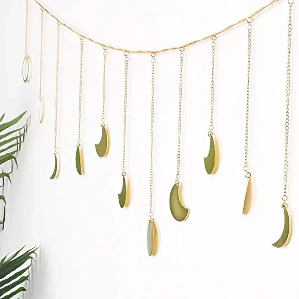 2 PC Boho Style Decor Macrame Moon Wall Hangings Moon Tray SET NEW